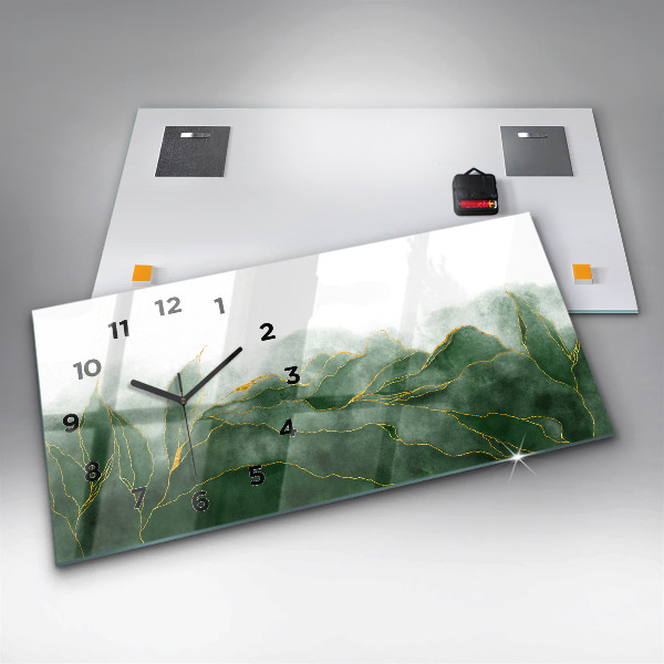 Glass wall clock rectangular Abstraction leaves