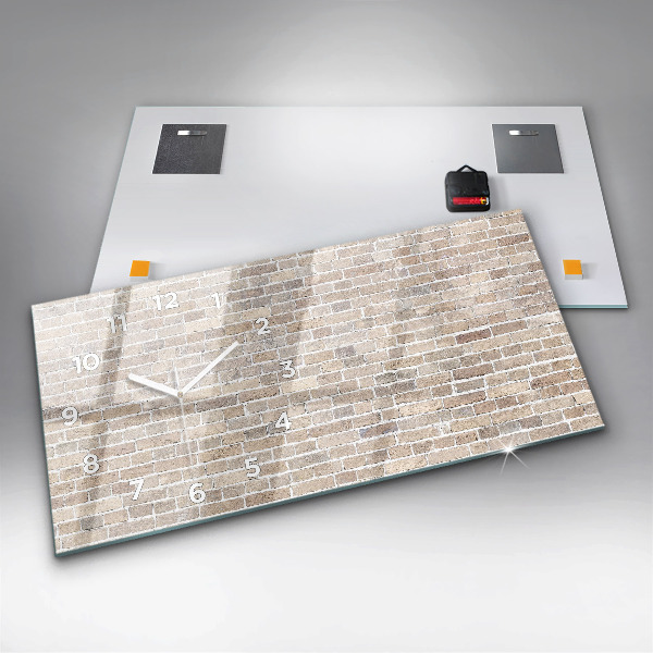 Glass wall clock rectangular Brick wall