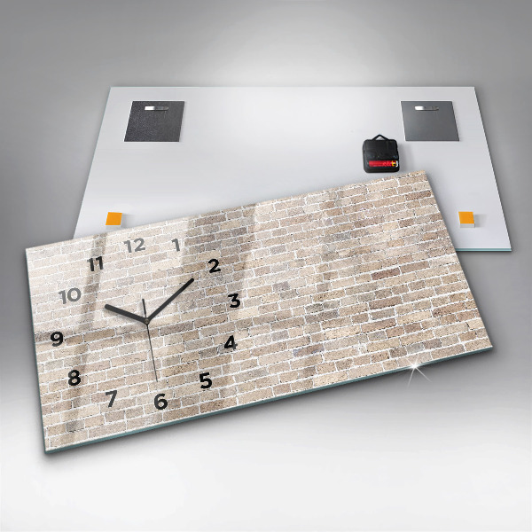 Glass wall clock rectangular Brick wall
