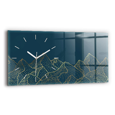 Glass wall clock rectangular Sketch of the mountains