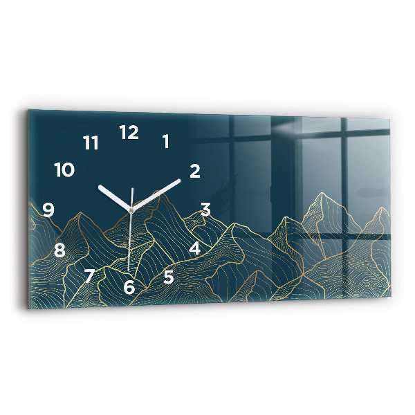 Glass wall clock rectangular Sketch of the mountains