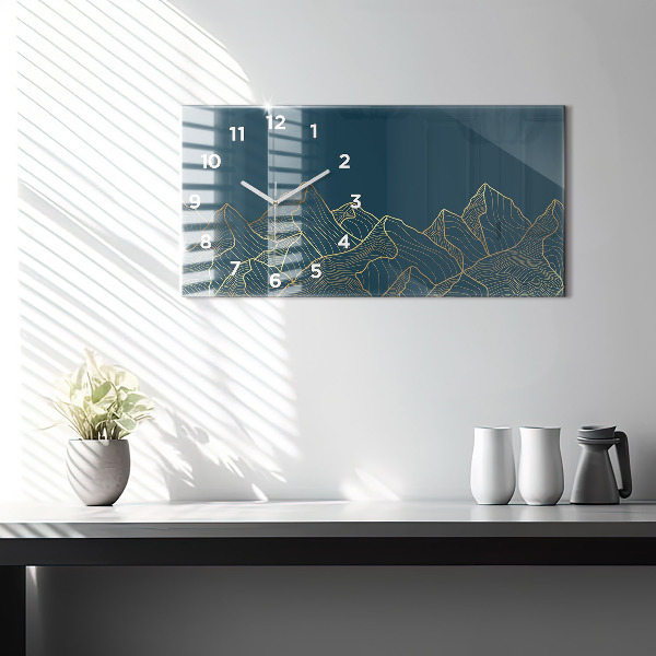Glass wall clock rectangular Sketch of the mountains