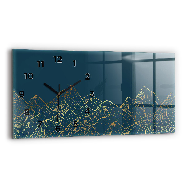Glass wall clock rectangular Sketch of the mountains