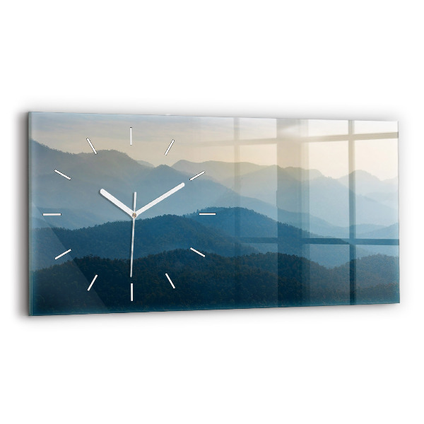 Glass wall clock rectangular Landscape abstract