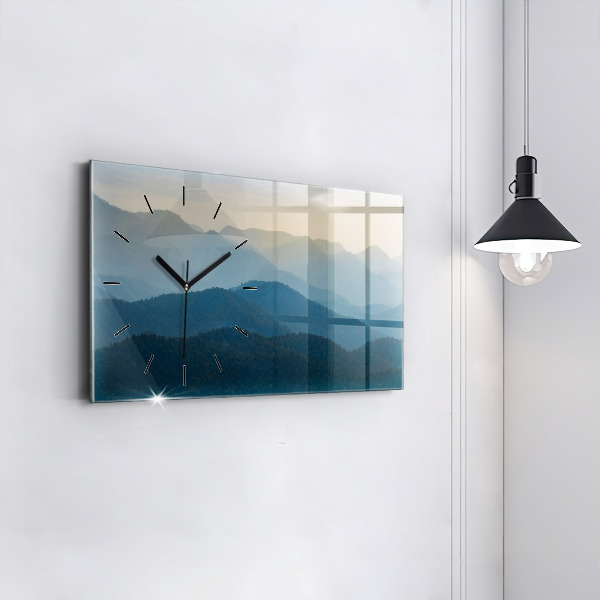 Glass wall clock rectangular Landscape abstract
