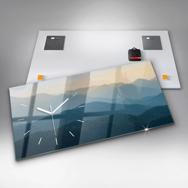 Glass wall clock rectangular Landscape abstract