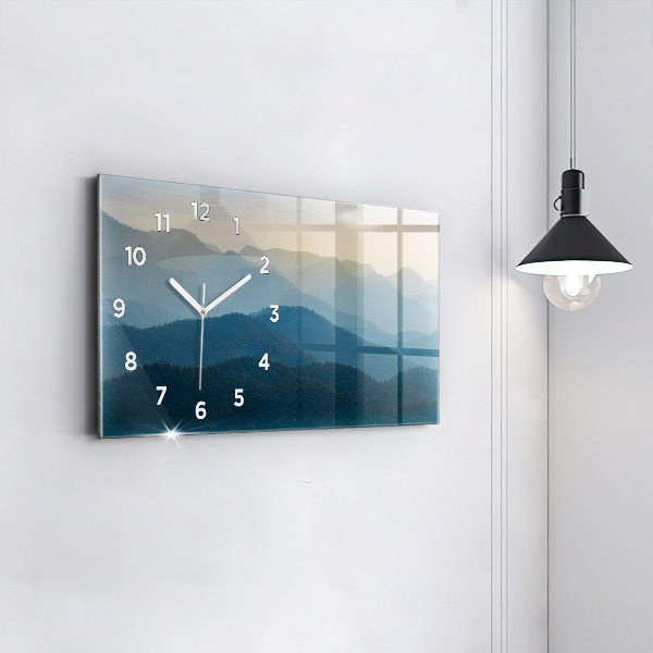 Glass wall clock rectangular Landscape abstract