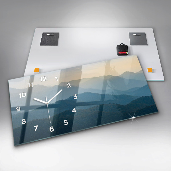 Glass wall clock rectangular Landscape abstract