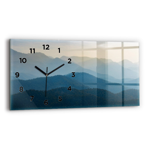 Glass wall clock rectangular Landscape abstract