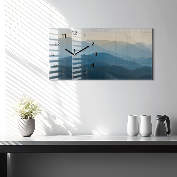 Glass wall clock rectangular Landscape abstract