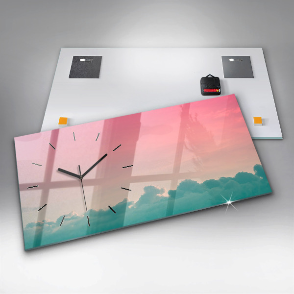 Glass wall clock rectangular Gradient sky
