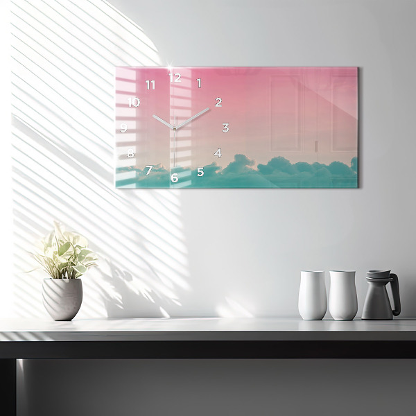 Glass wall clock rectangular Gradient sky