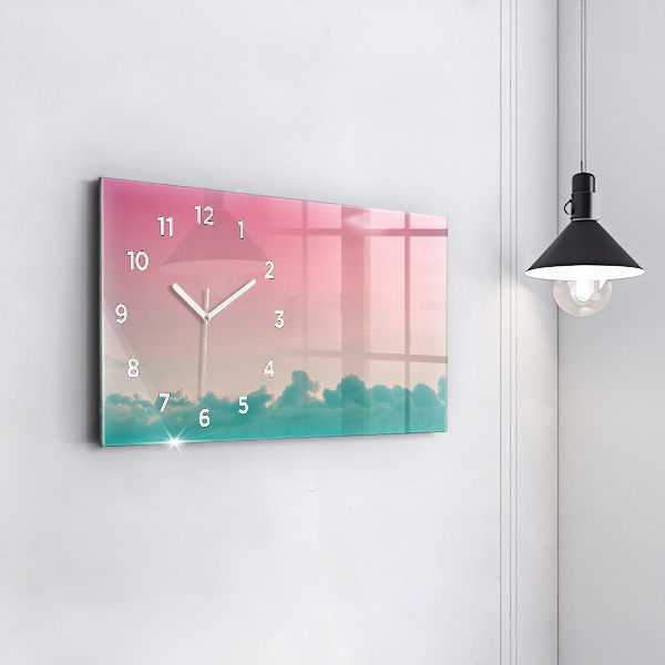 Glass wall clock rectangular Gradient sky