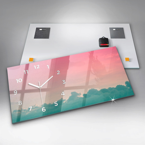 Glass wall clock rectangular Gradient sky