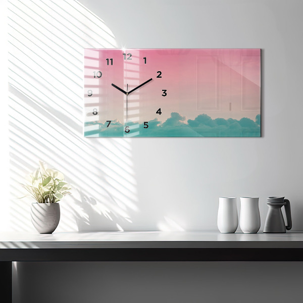 Glass wall clock rectangular Gradient sky