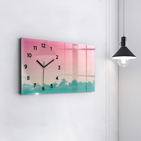 Glass wall clock rectangular Gradient sky