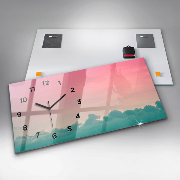 Glass wall clock rectangular Gradient sky