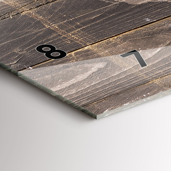 Glass wall clock rectangular World map on wood