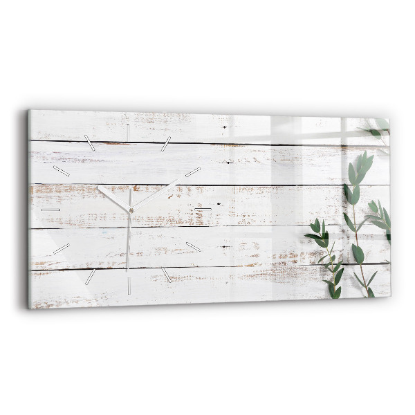 Glass wall clock rectangular Wooden boards