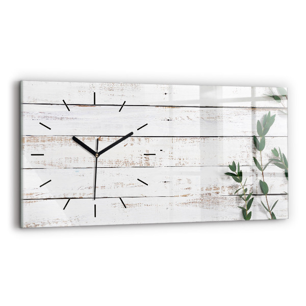 Glass wall clock rectangular Wooden boards