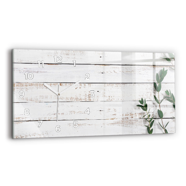 Glass wall clock rectangular Wooden boards