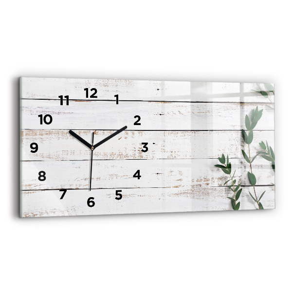 Glass wall clock rectangular Wooden boards