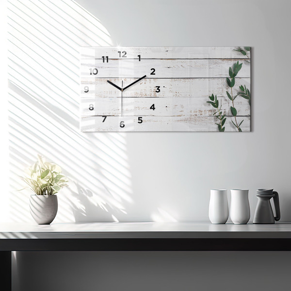 Glass wall clock rectangular Wooden boards