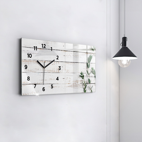 Glass wall clock rectangular Wooden boards