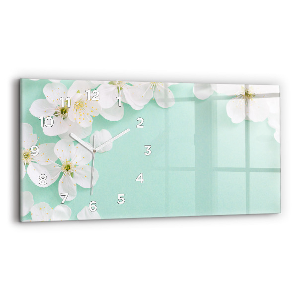 Glass wall clock rectangular Blooming daisies