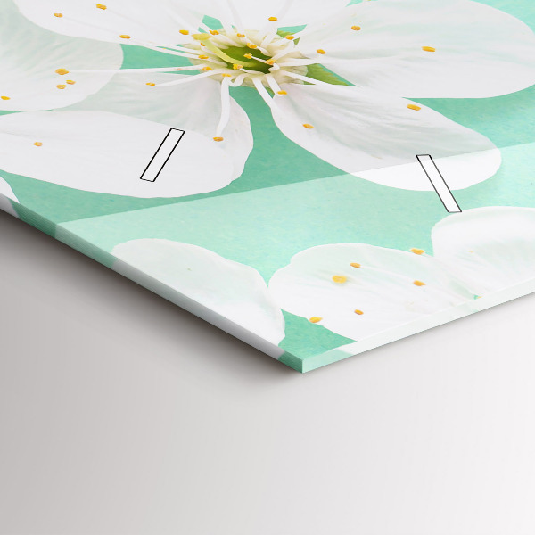 Glass wall clock rectangular Blooming daisies