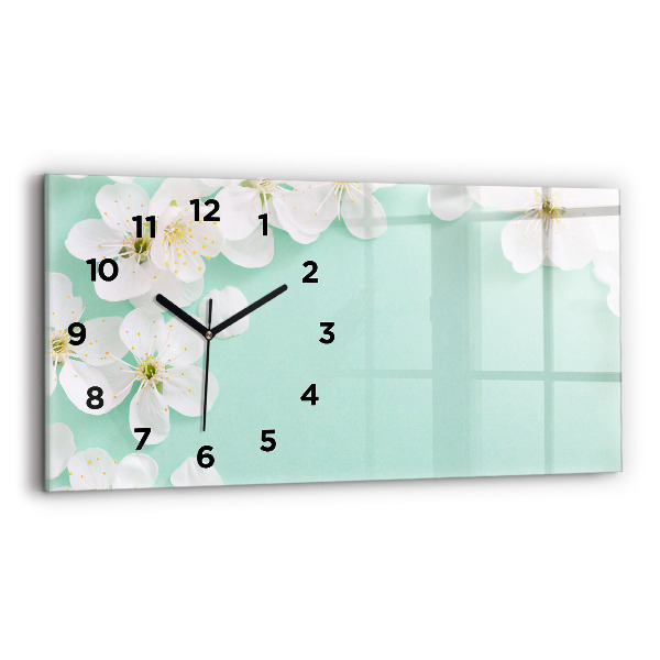 Glass wall clock rectangular Blooming daisies