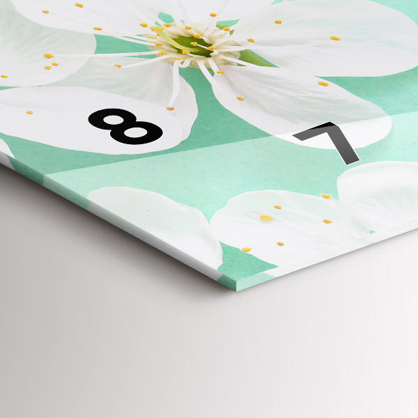 Glass wall clock rectangular Blooming daisies