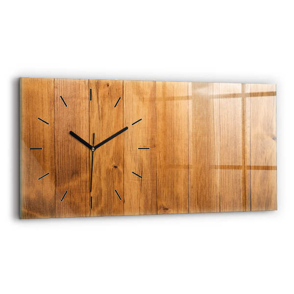 Glass wall clock rectangular Wooden boards