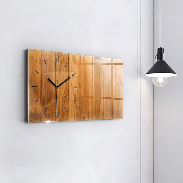 Glass wall clock rectangular Wooden boards