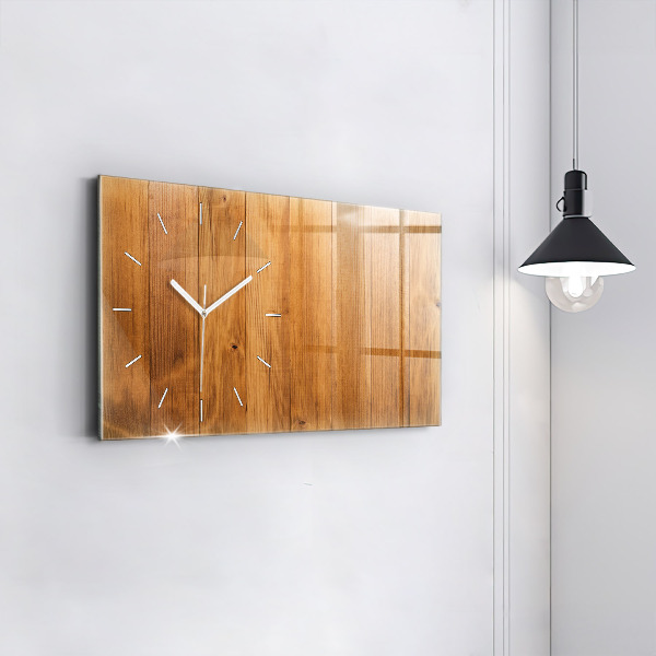 Glass wall clock rectangular Wooden boards