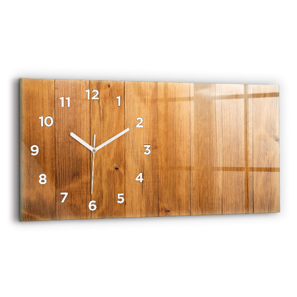 Glass wall clock rectangular Wooden boards