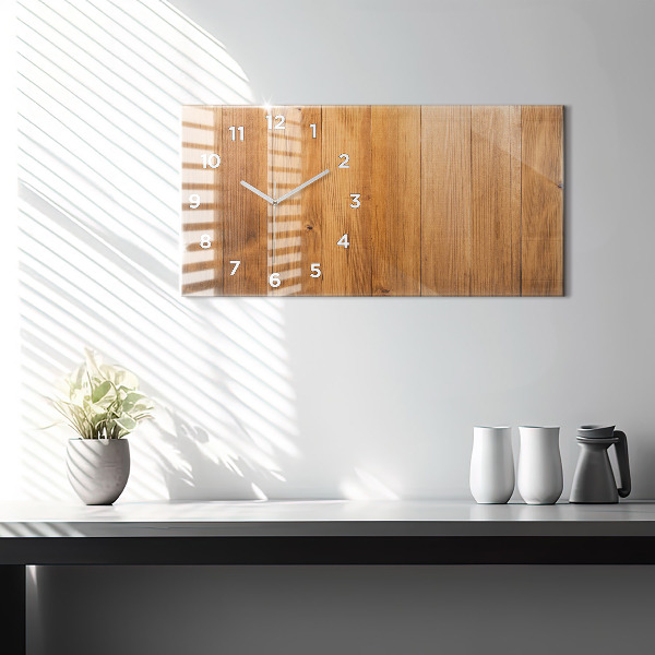 Glass wall clock rectangular Wooden boards