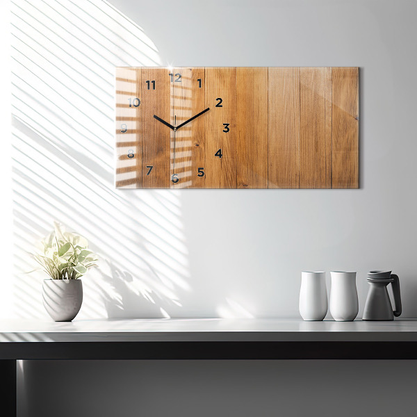 Glass wall clock rectangular Wooden boards