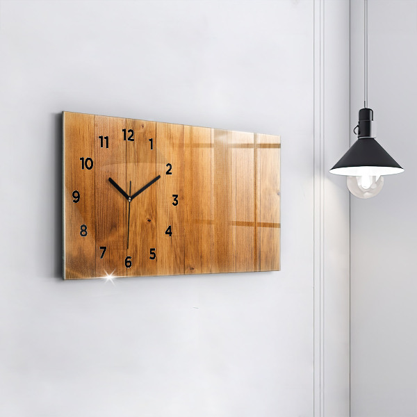 Glass wall clock rectangular Wooden boards