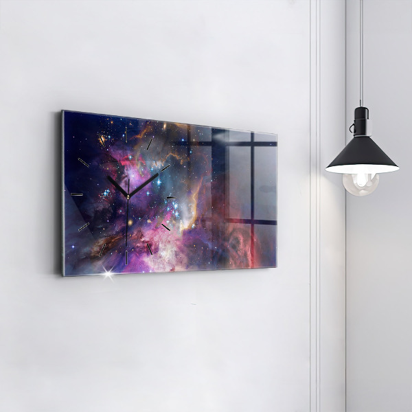 Glass wall clock rectangular Galaxy world