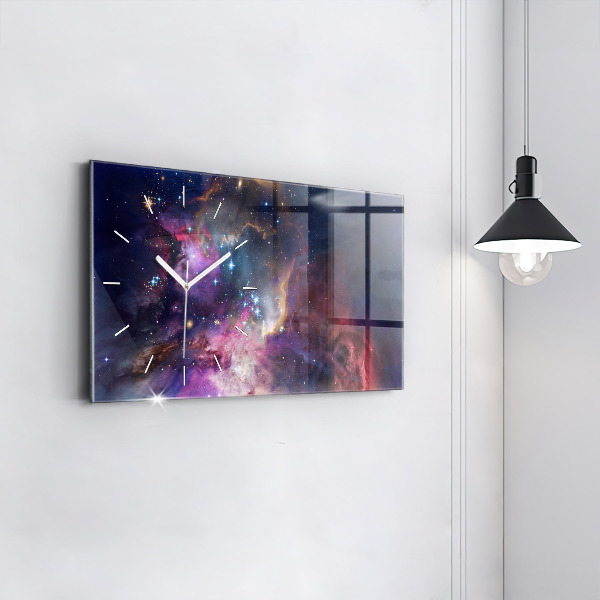 Glass wall clock rectangular Galaxy world