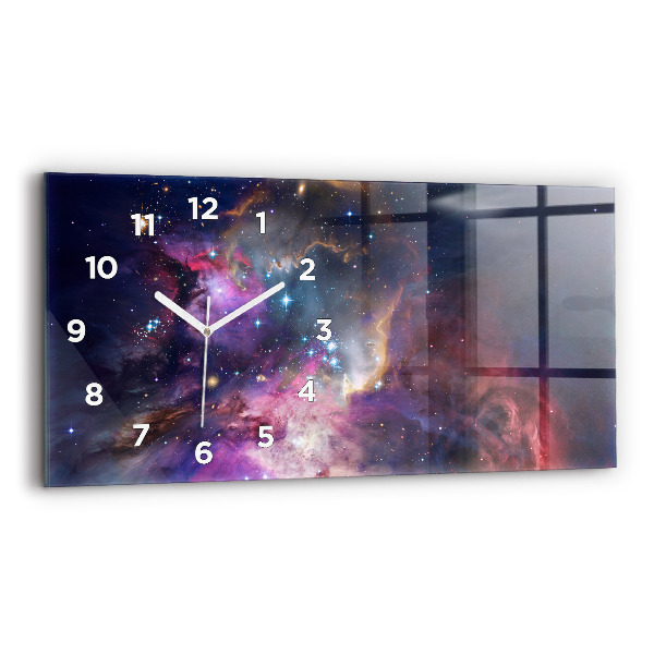 Glass wall clock rectangular Galaxy world