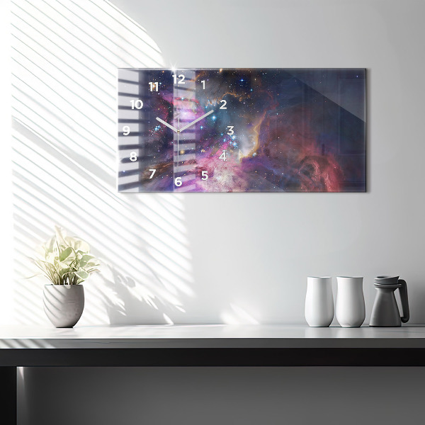 Glass wall clock rectangular Galaxy world