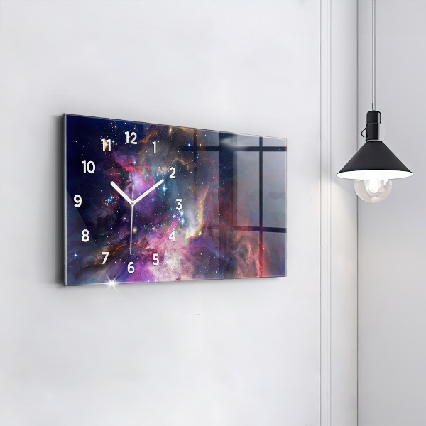 Glass wall clock rectangular Galaxy world