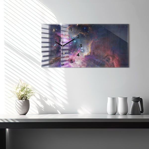Glass wall clock rectangular Galaxy world
