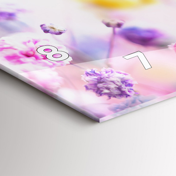 Glass wall clock rectangular Flowers in the meadow
