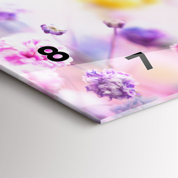 Glass wall clock rectangular Flowers in the meadow