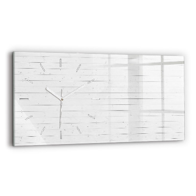 Glass wall clock rectangular Wooden panels pattern