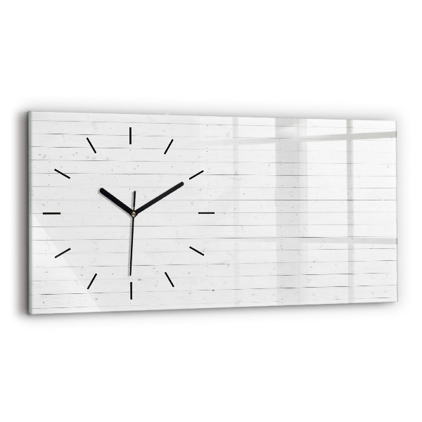 Glass wall clock rectangular Wooden panels pattern