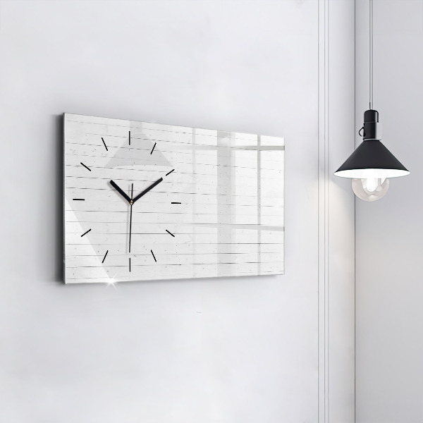Glass wall clock rectangular Wooden panels pattern